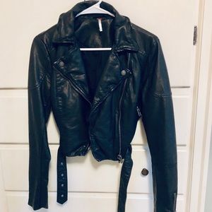 Free People cropped vegan leather jacket